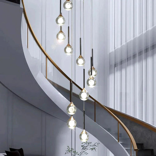 Pely Modern Crystal Stairway Chandelier