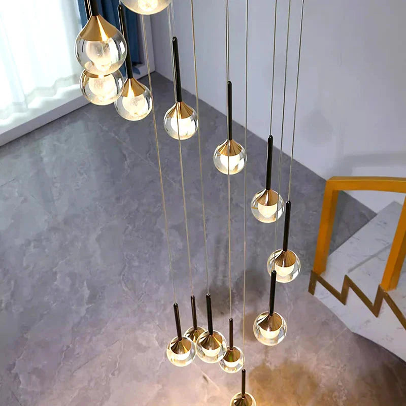 Pely Modern Crystal Stairway Chandelier