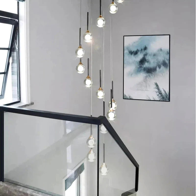 Pely Modern Crystal Stairway Chandelier