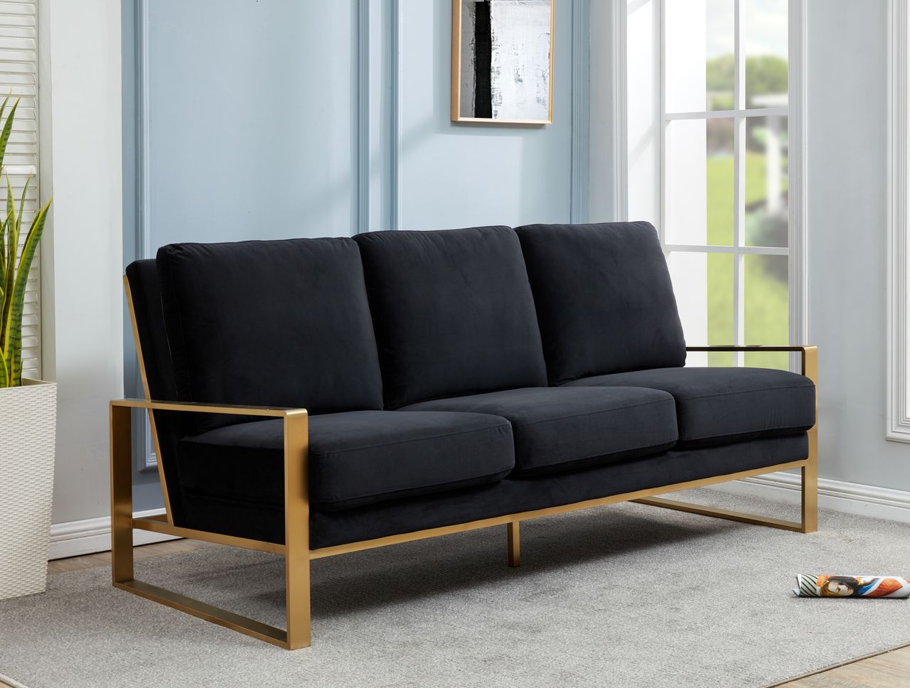 Emil Velvet Sofa - Gold Frame