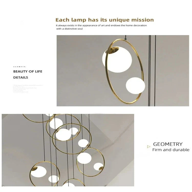 Postmodern Ring Pendant Light for Staircase