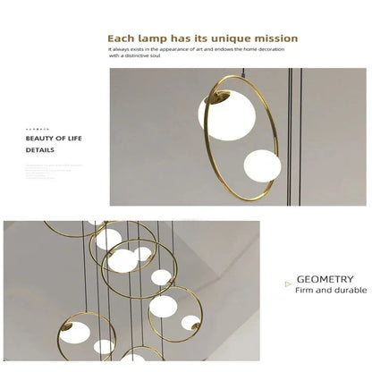 Postmodern Ring Pendant Light for Staircase