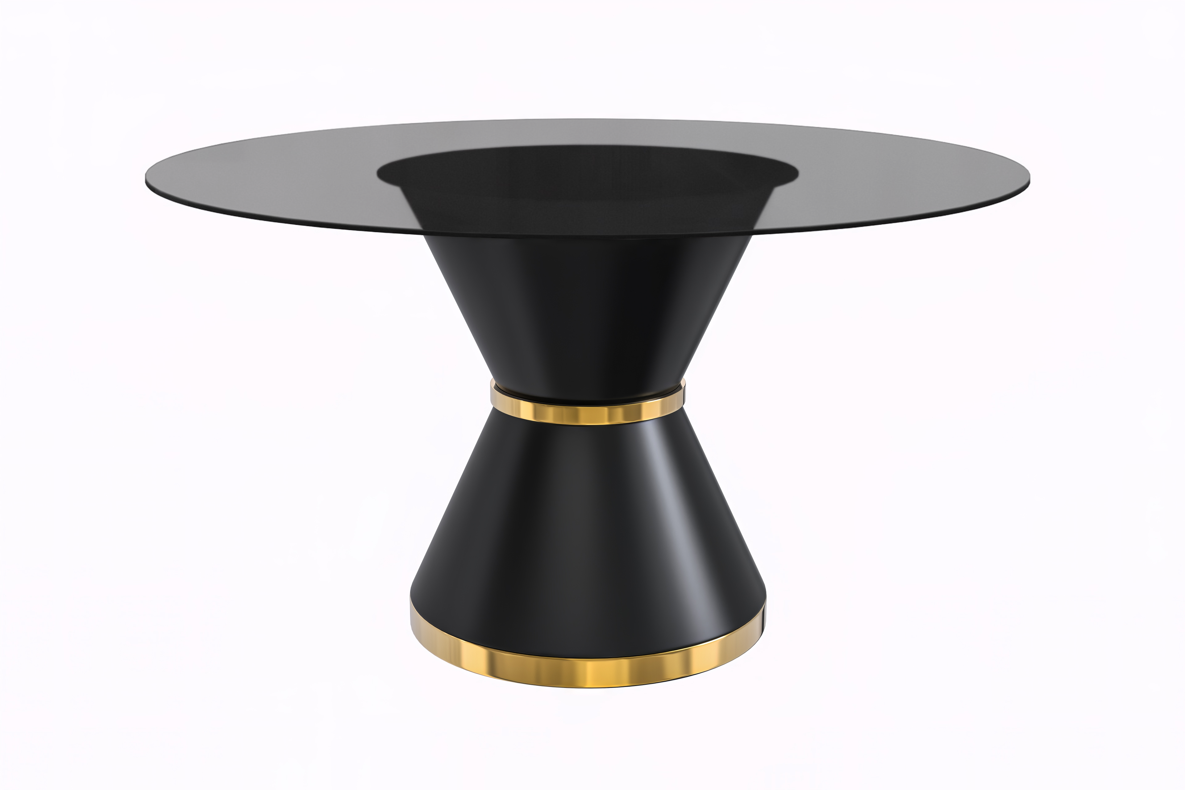 Qorvus Series Round Dining Table Black\Gold Base with 60 Round Clear Glass Top