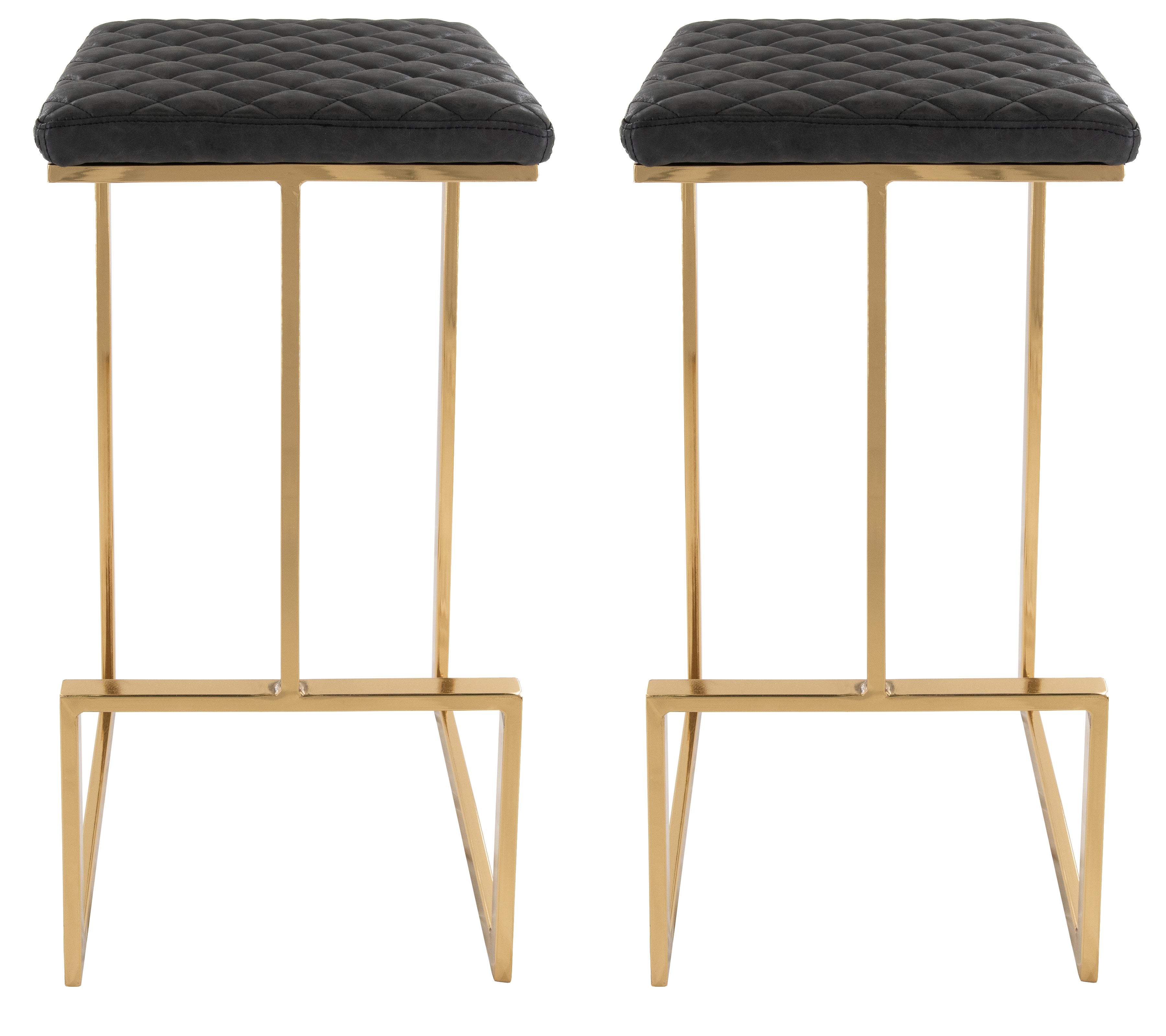 Quincy Leather Bar Stools With Gold Metal Frame Set of 2