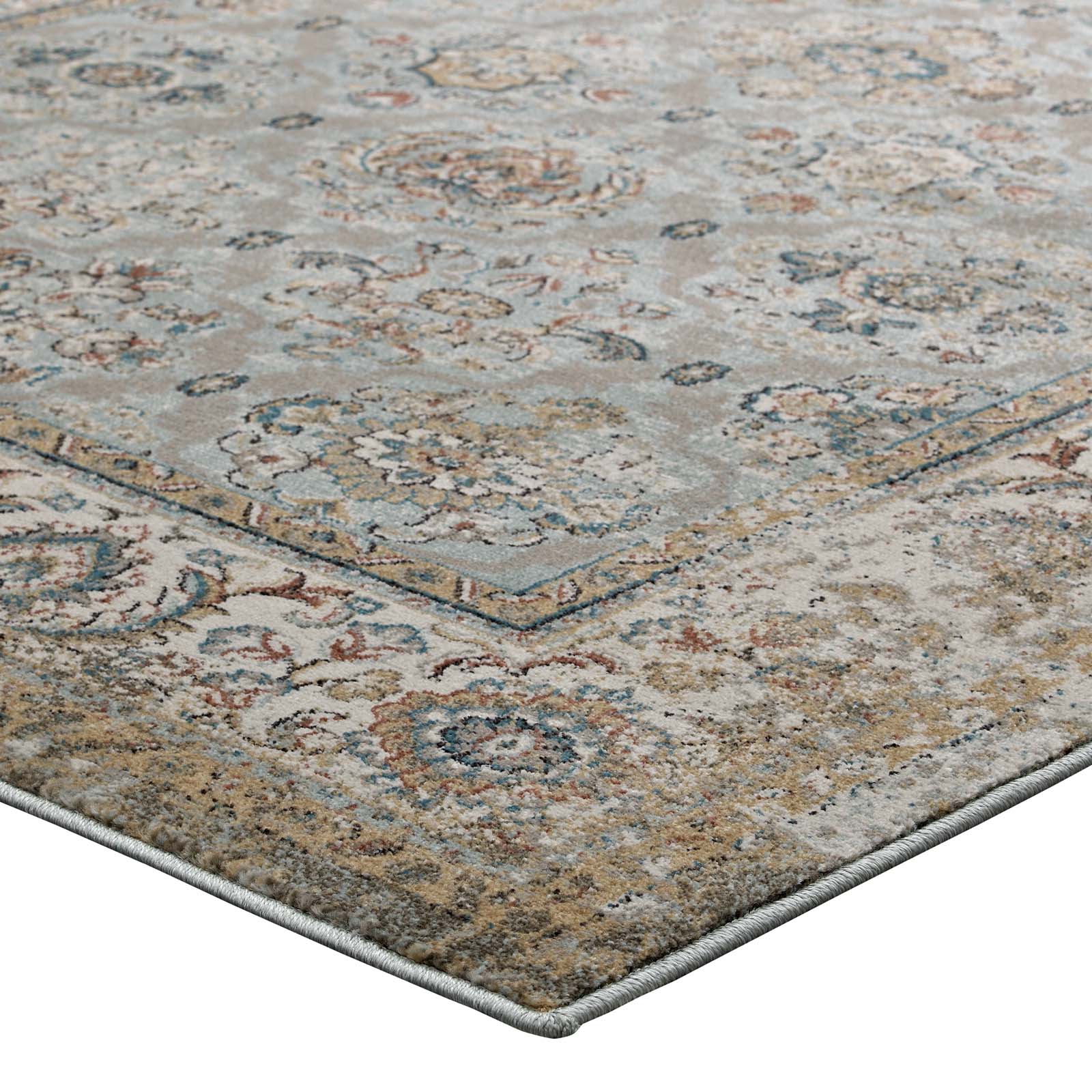 Hisa Distressed Vintage Floral Lattice 5x8 Area Rug