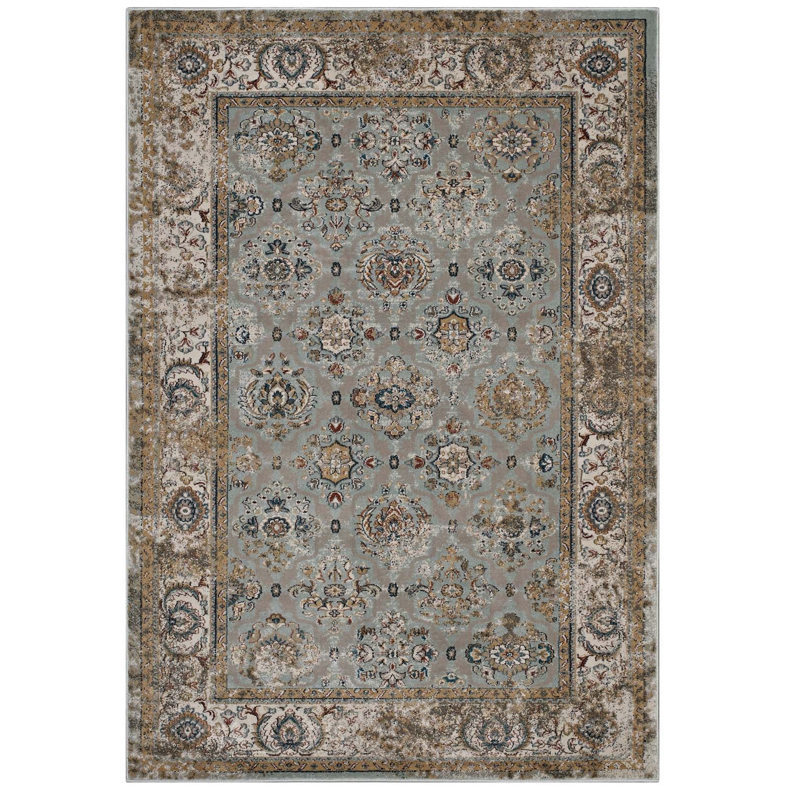 Hisa Distressed Vintage Floral Lattice 8x10 Area Rug