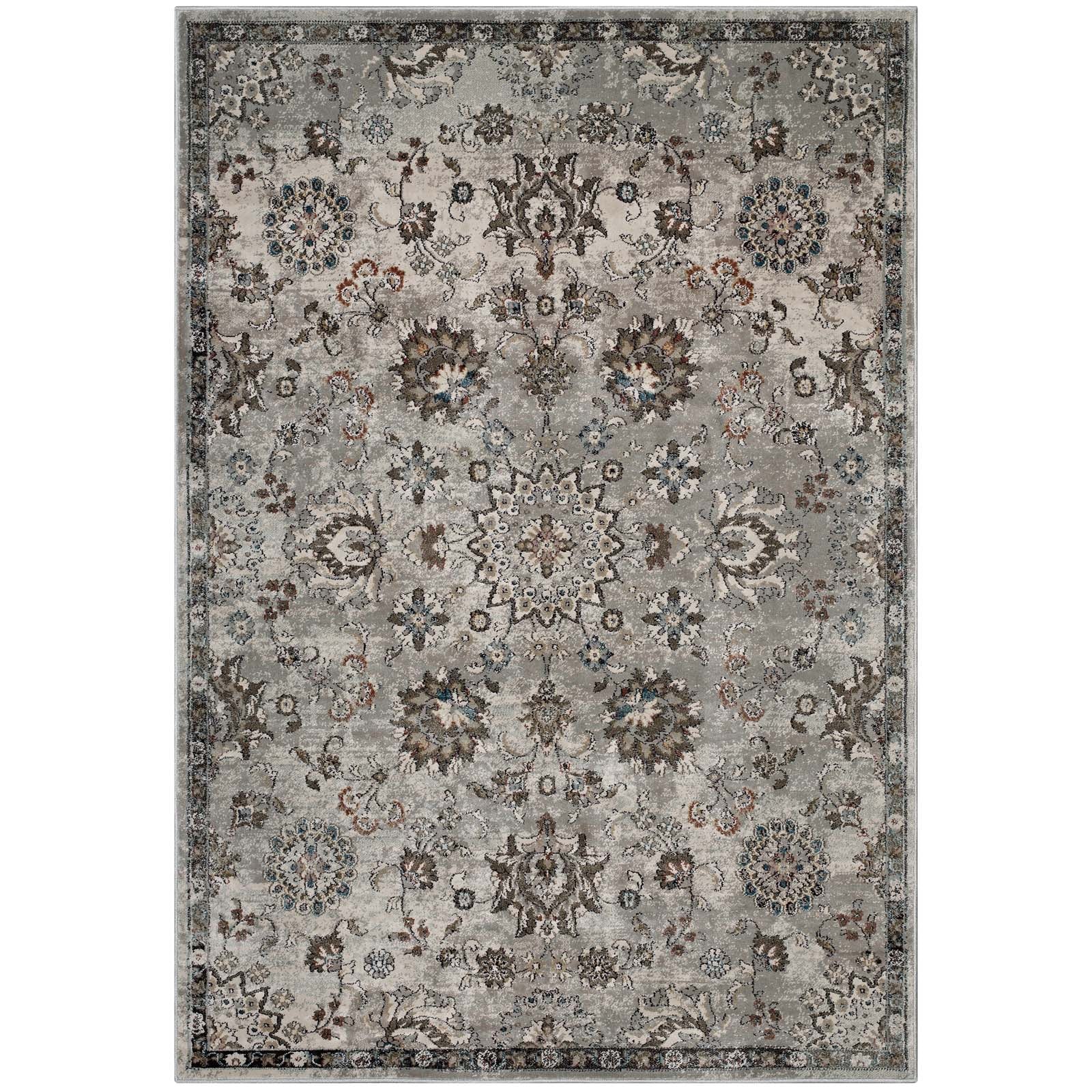 Hana Distressed Vintage Floral Lattice 5x8 Area Rug