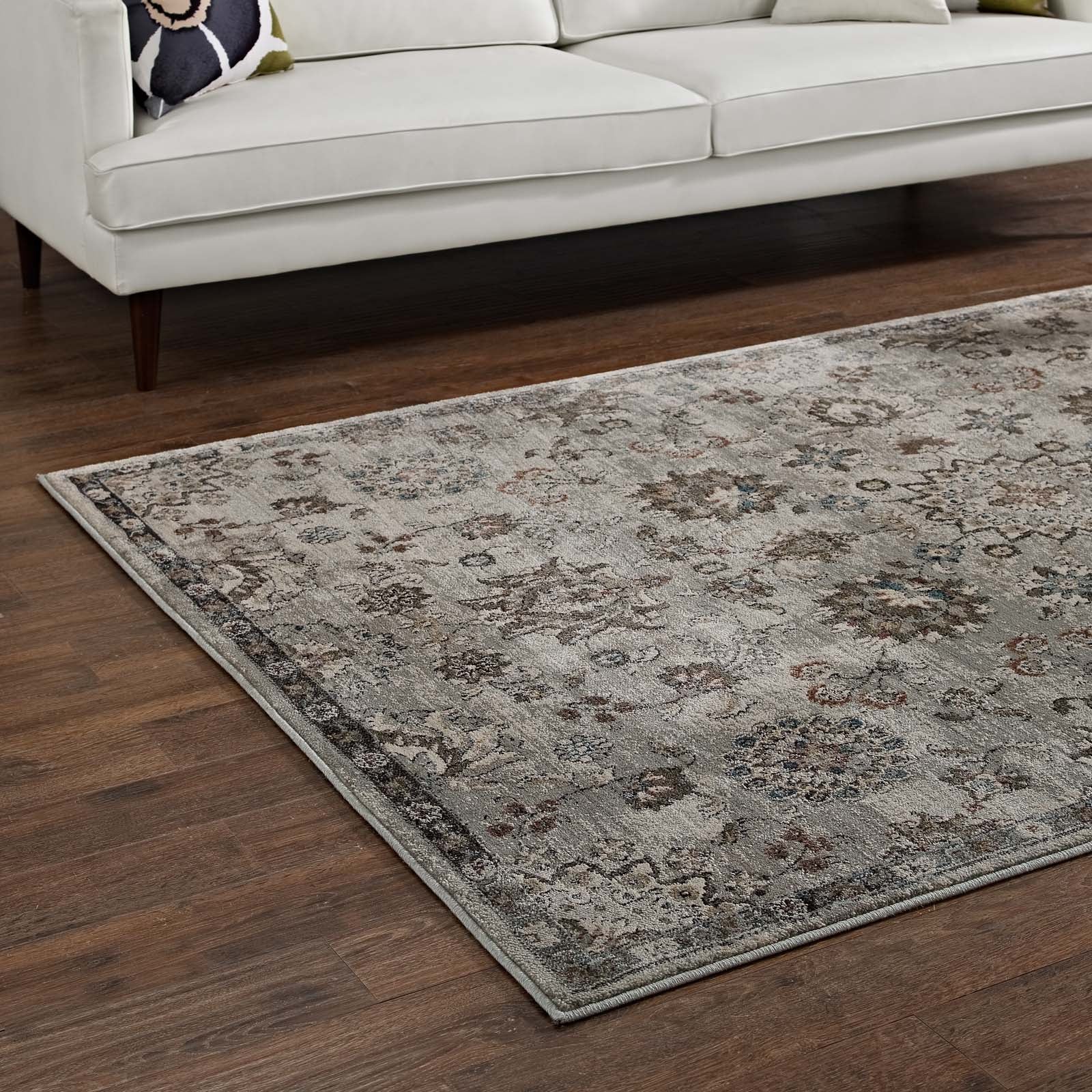 Hana Distressed Vintage Floral Lattice 5x8 Area Rug