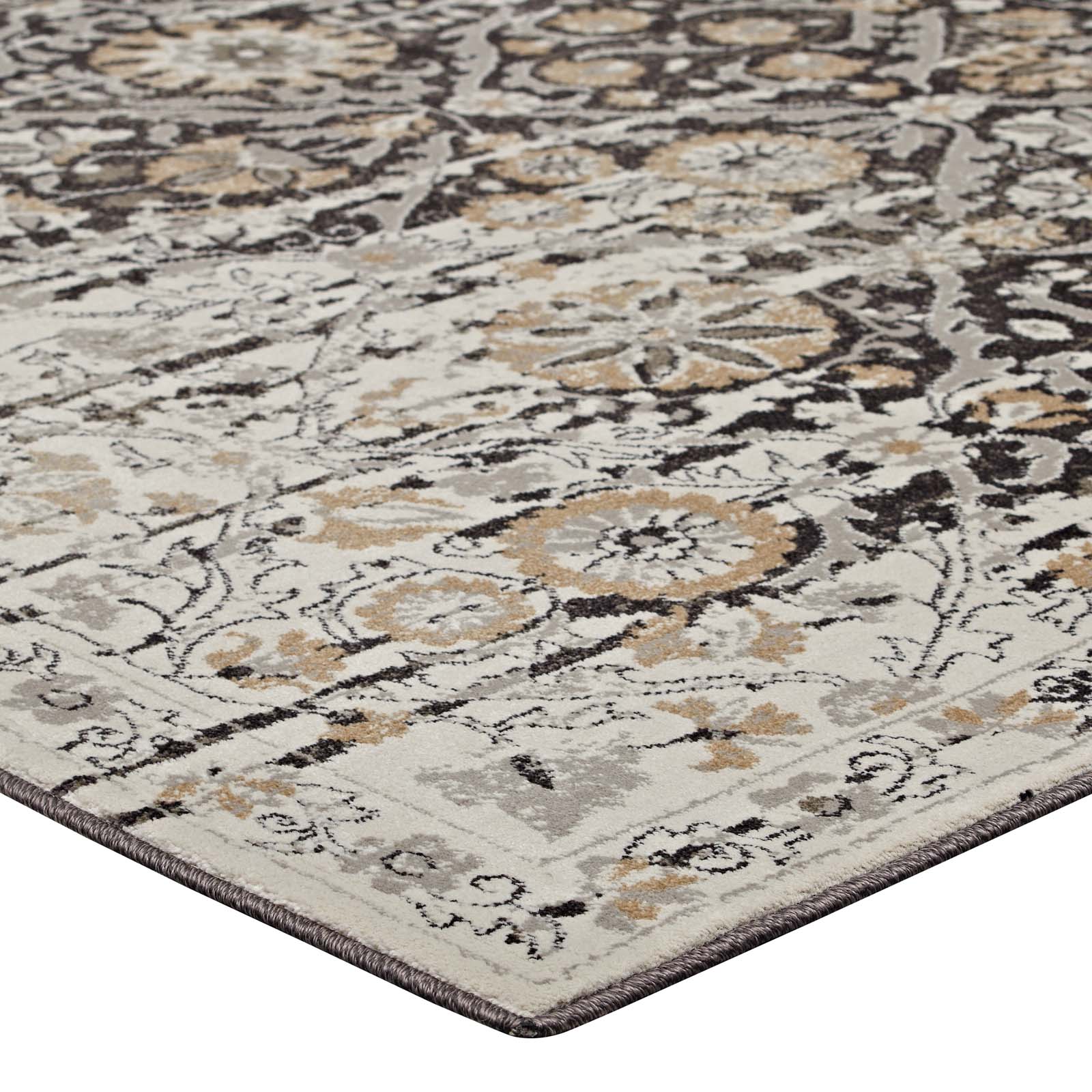 Ganesa Distressed Diamond Floral Lattice 5x8 Area Rug