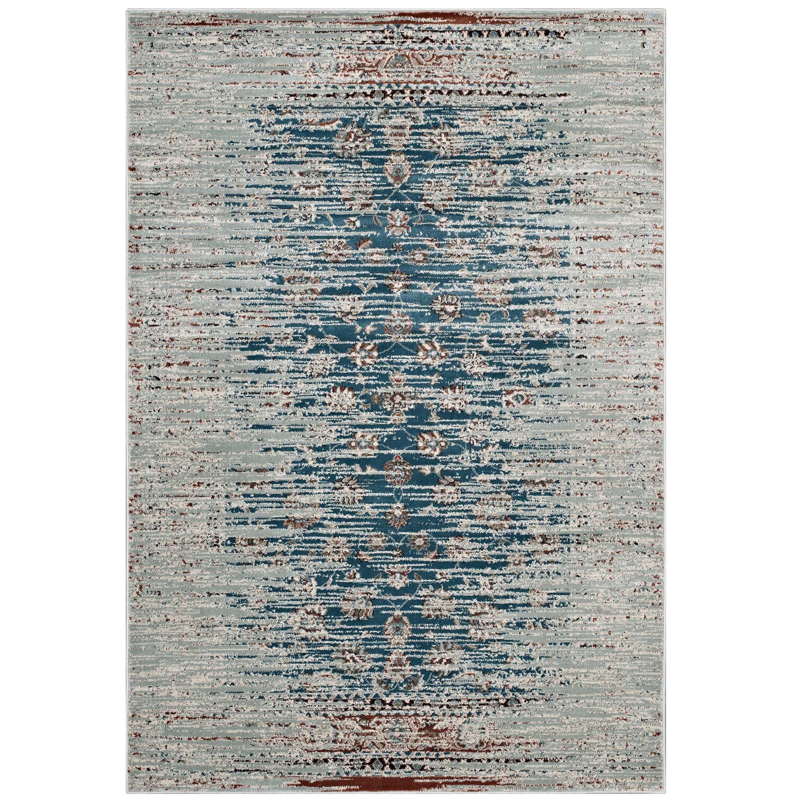 Hesper  Distressed Contemporary Floral Lattice 5x8 Area Rug