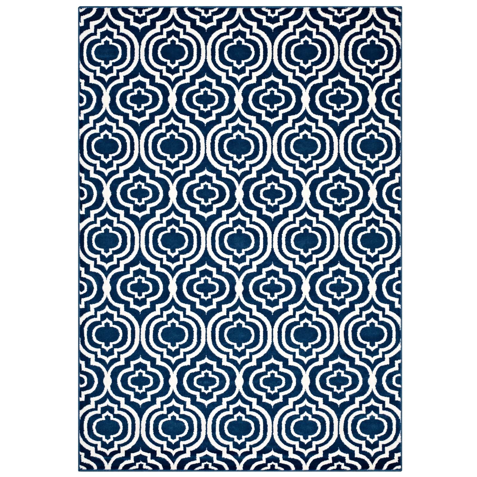 Frame Transitional Moroccan Trellis 5x8 Area Rug