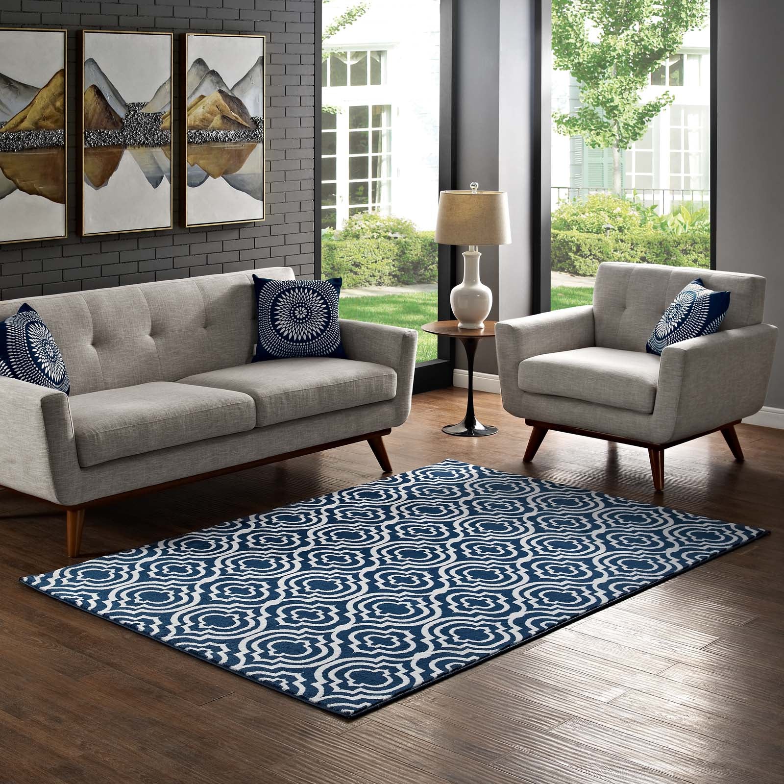 Frame Transitional Moroccan Trellis 8x10 Area Rug