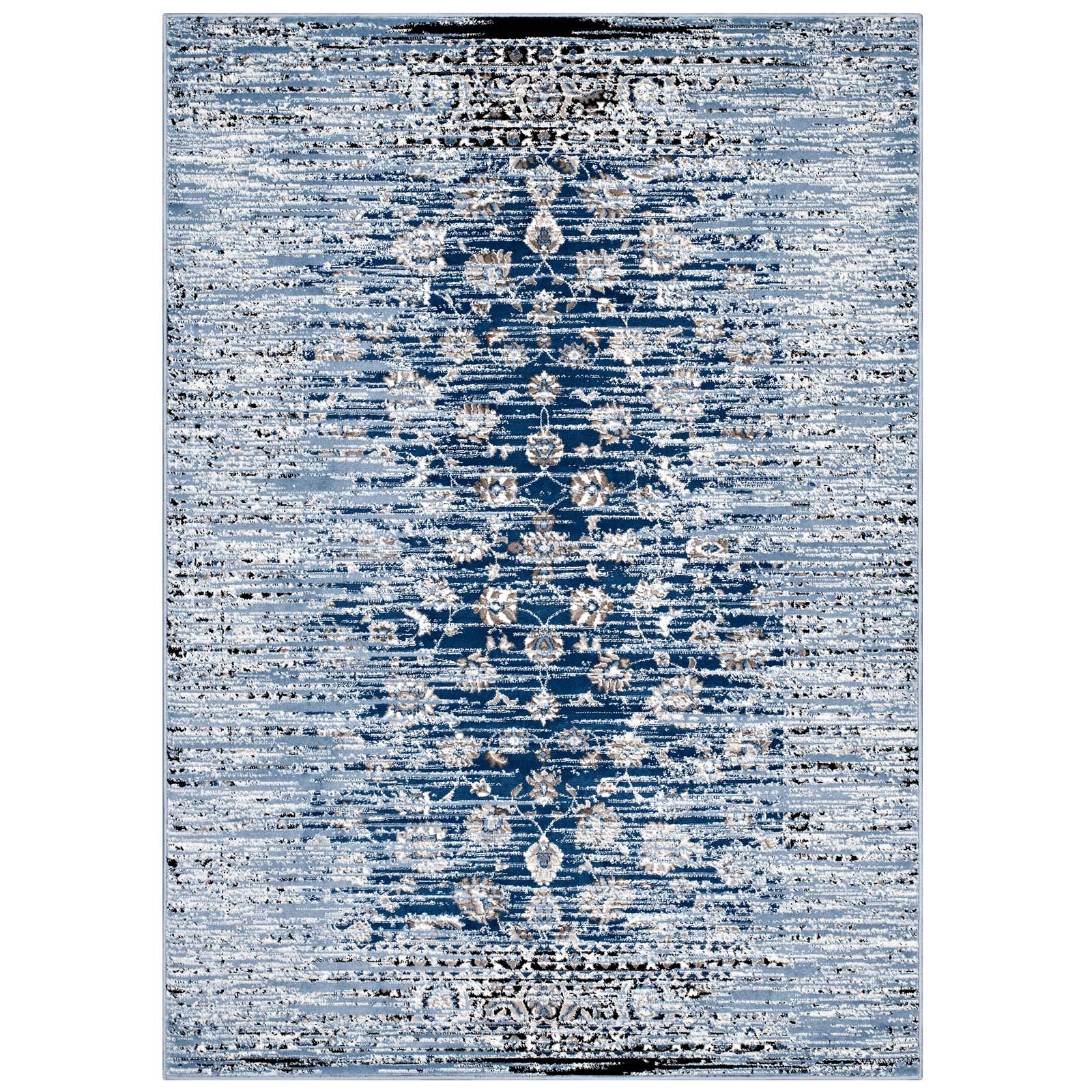 Chiara Distressed Floral Lattice Contemporary 8x10 Area Rug