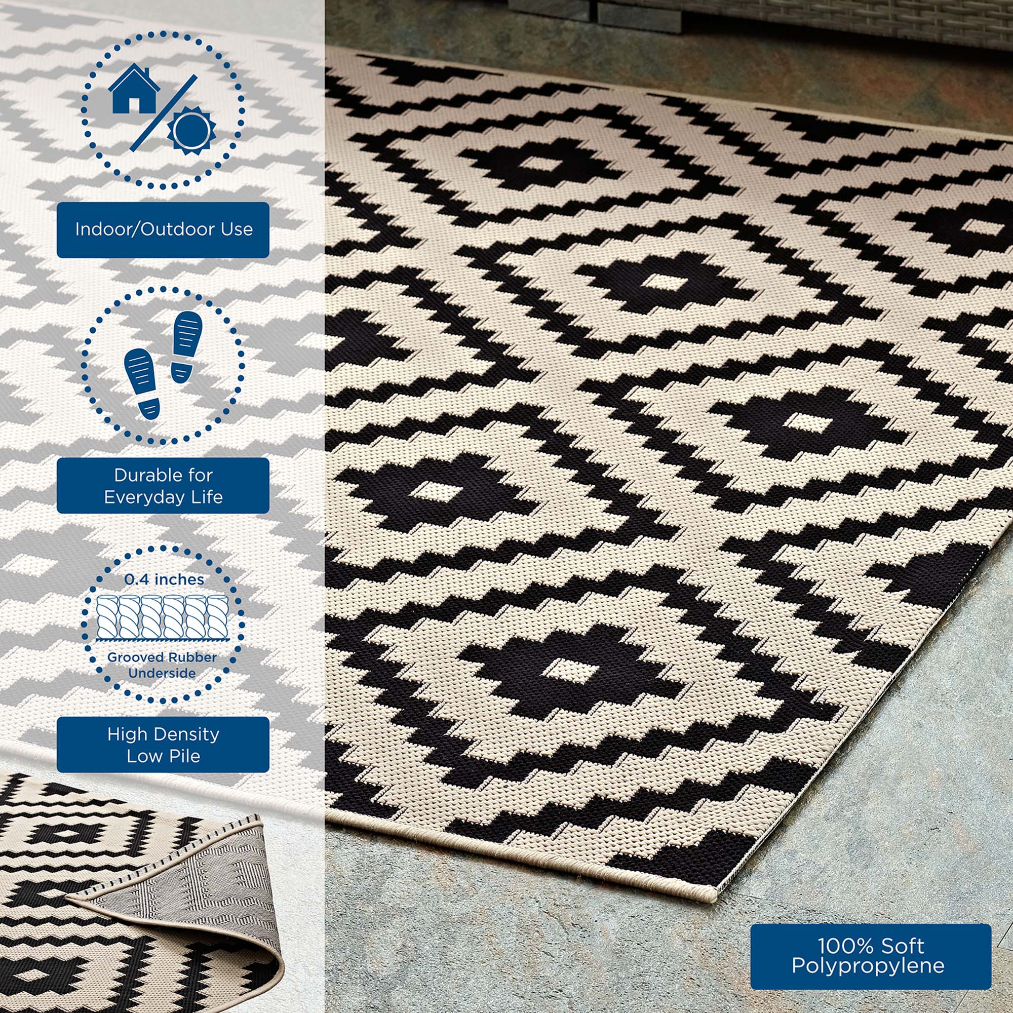 Perplex Geometric Diamond Trellis 9x12 Indoor and Outdoor Area Rug