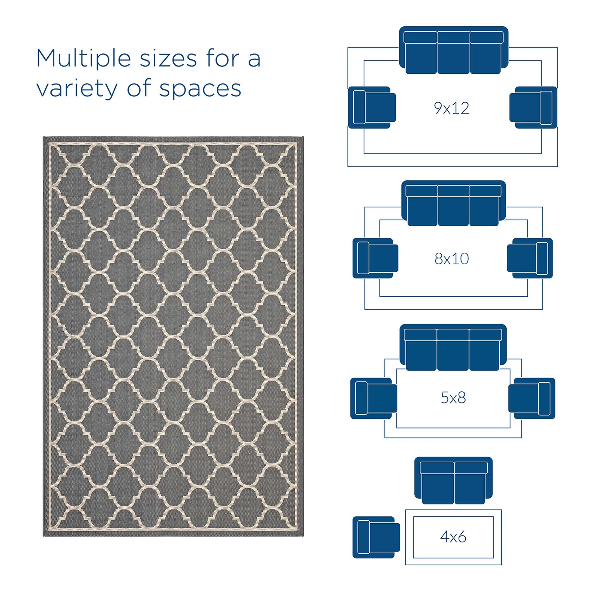 Avena Moroccan Quatrefoil Trellis 9x12 Indoor and Outdoor Area Rug