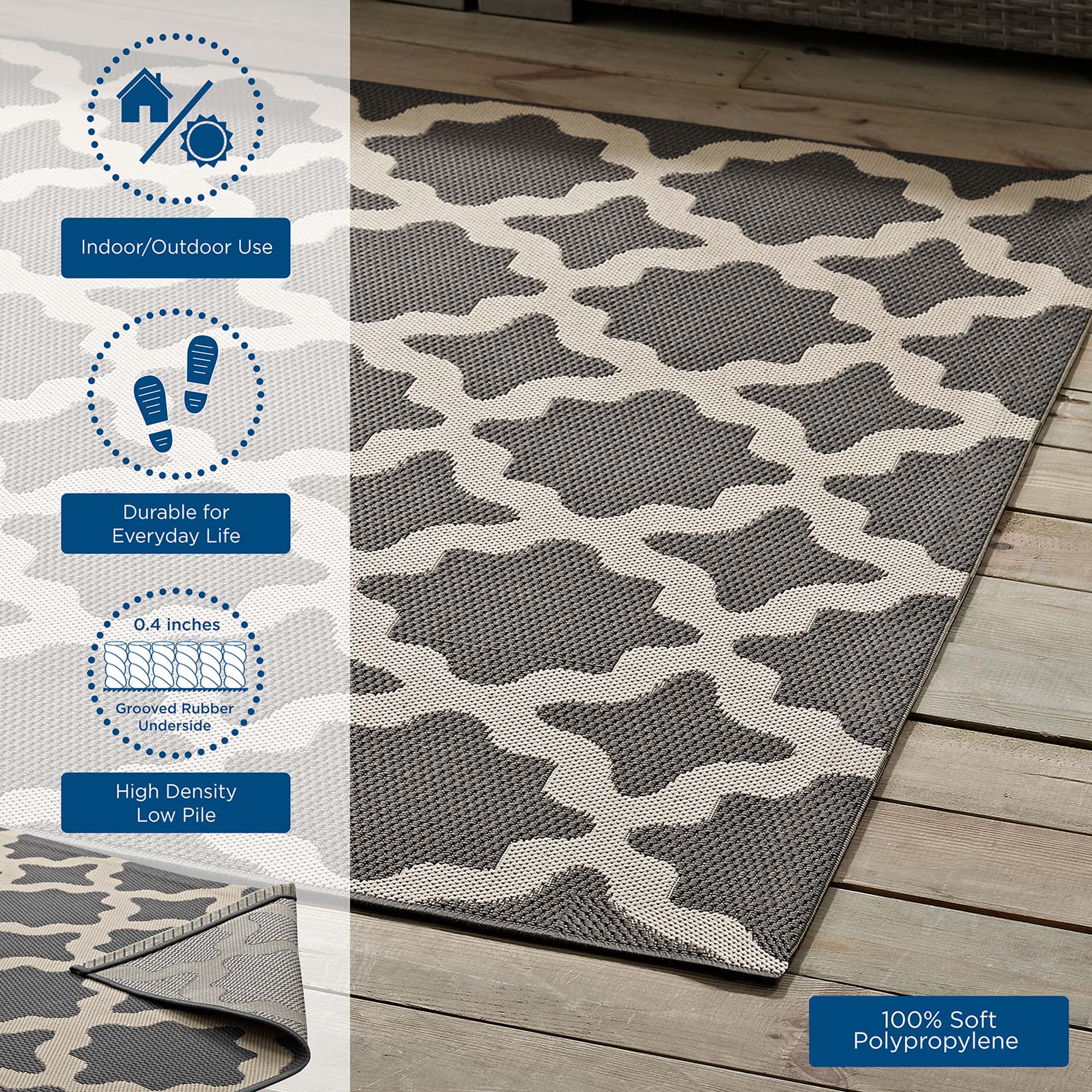 Cerelia Moroccan Trellis 4x6 Indoor and Outdoor Area Rug