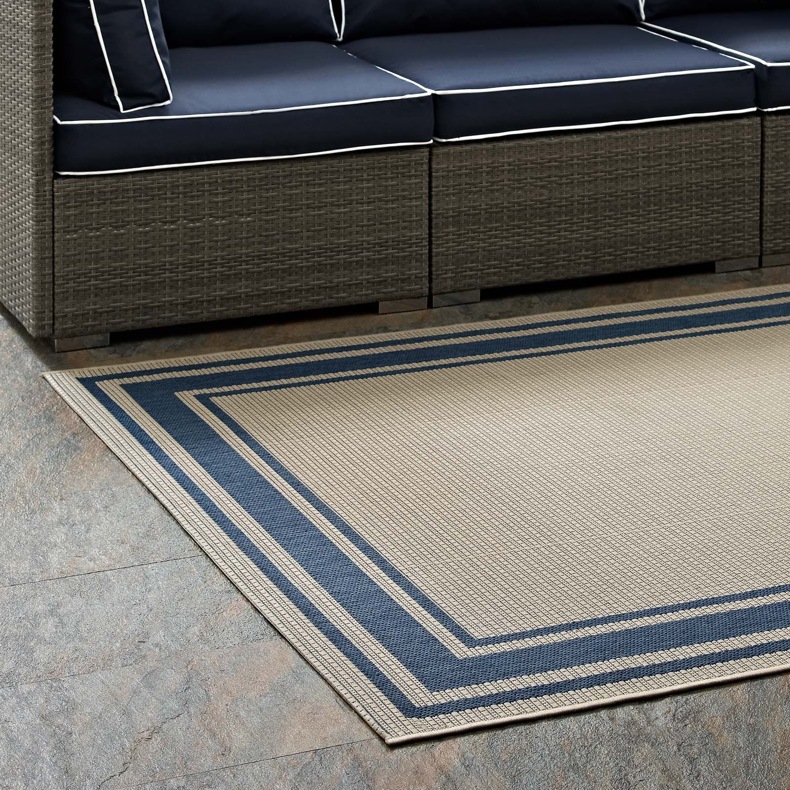 Rim Solid Border 5x8 Indoor and Outdoor Area Rug