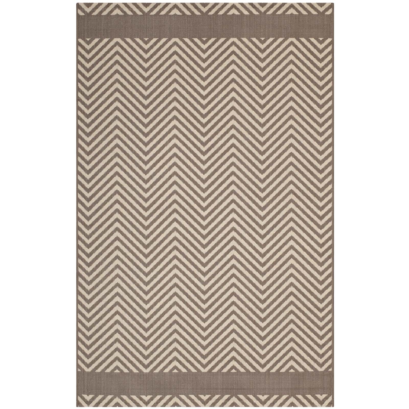 Optica Chevron With End Borders 5x8 Indoor and Outdoor Area Rug