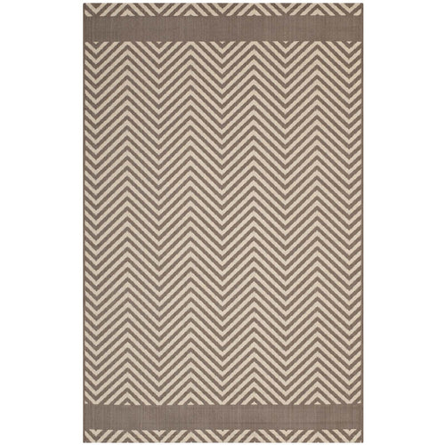 Optica Chevron With End Borders 5x8 Indoor and Outdoor Area Rug
