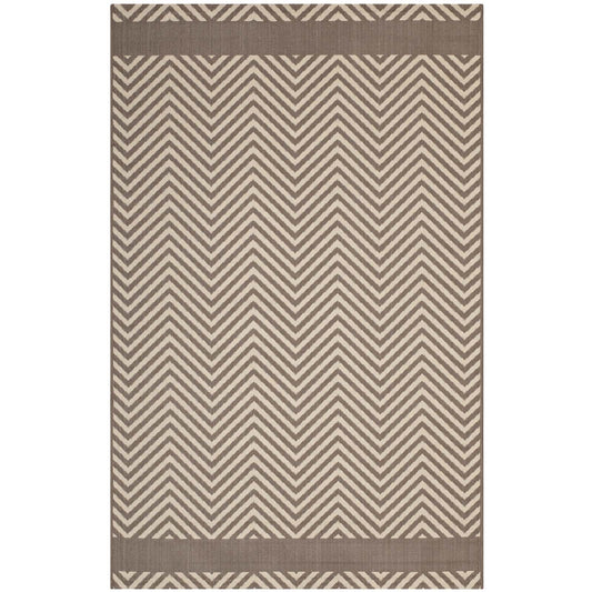 Optica Chevron With End Borders 5x8 Indoor and Outdoor Area Rug