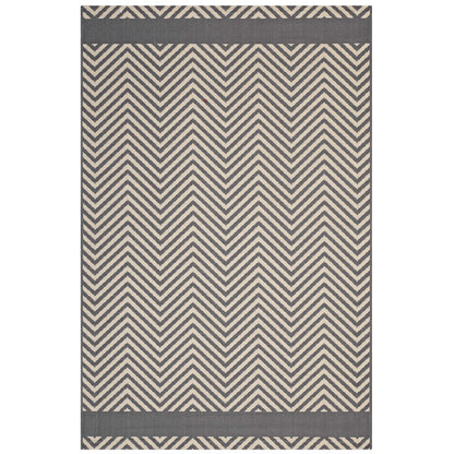 Optica Chevron With End Borders 5x8 Indoor and Outdoor Area Rug