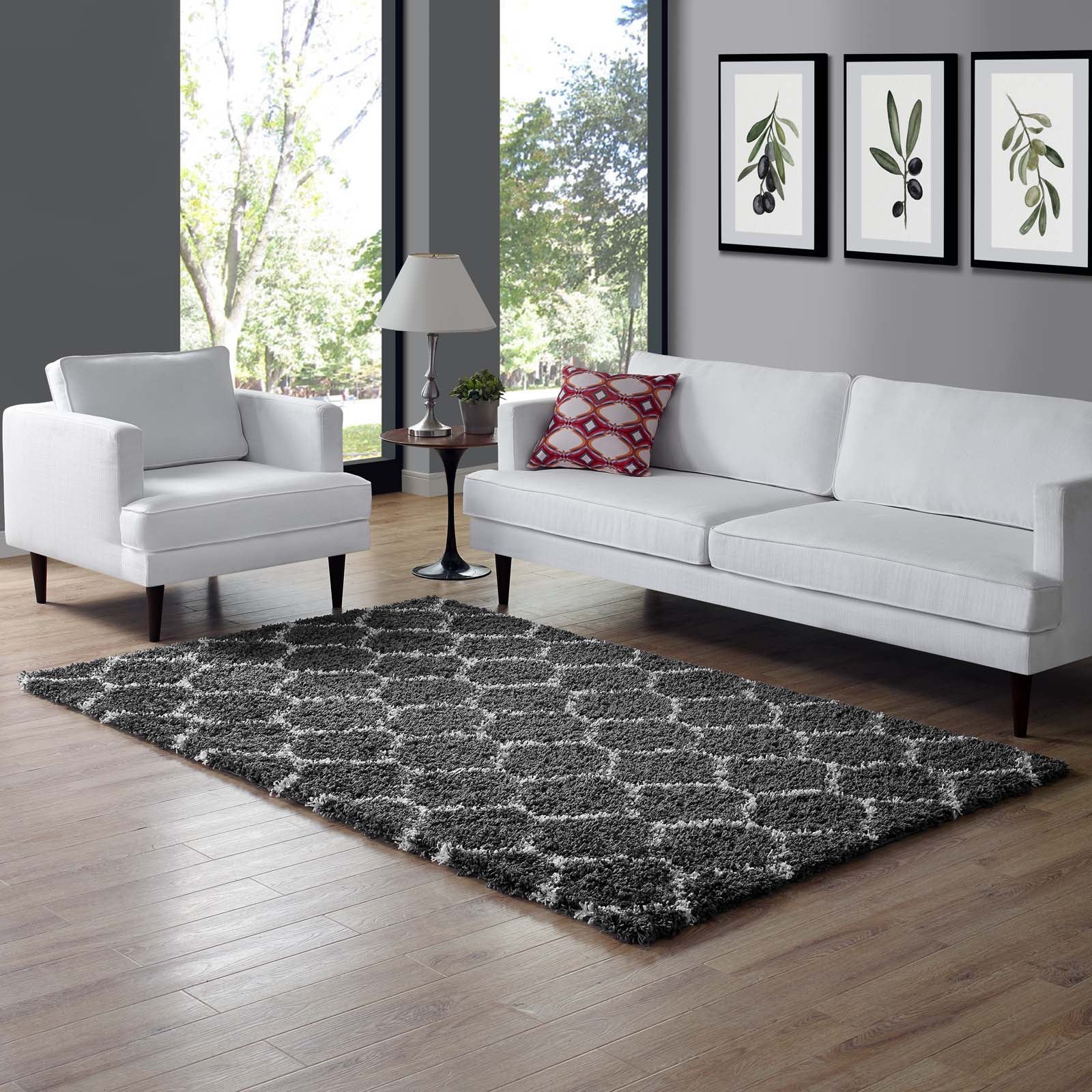 Solvea Moroccan Trellis 5x8 Shag Area Rug