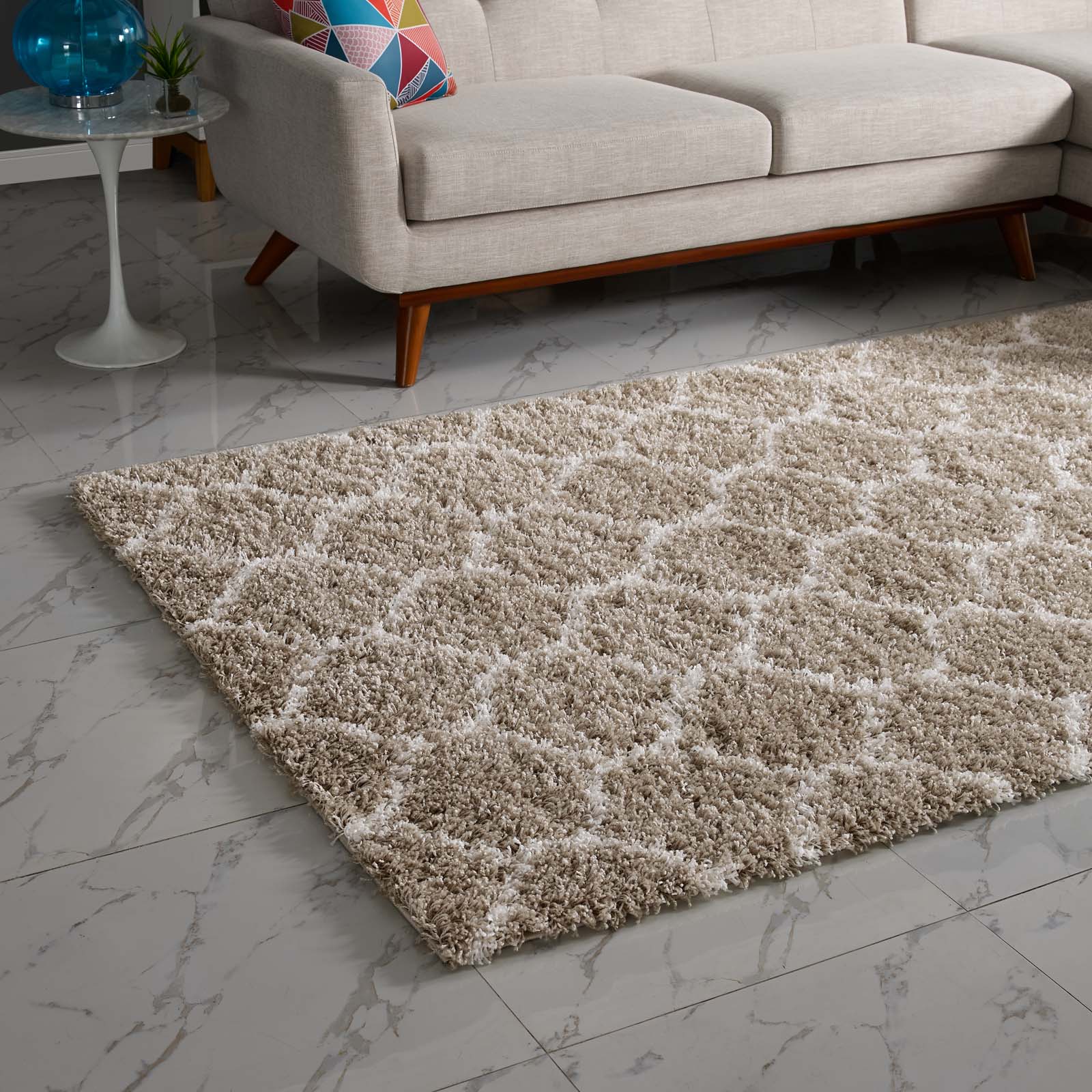 Solvea Moroccan Trellis 5x8 Shag Area Rug