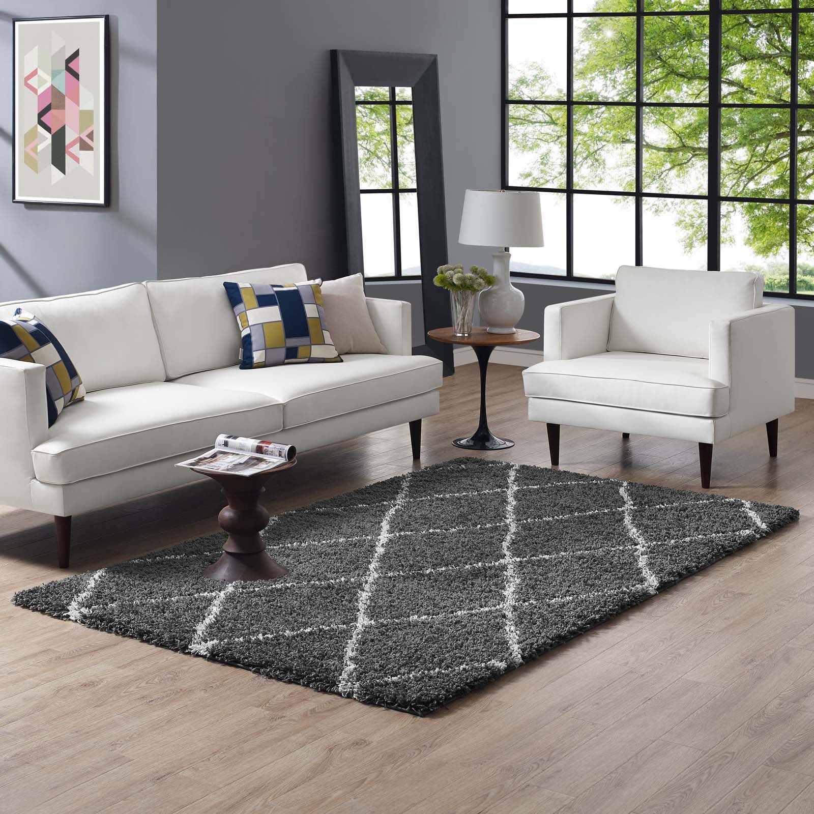 Toryn Diamond Lattice 5x8 Shag Area Rug