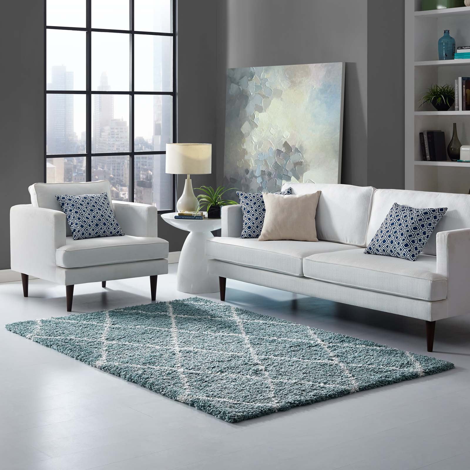 Toryn Diamond Lattice 5x8 Shag Area Rug