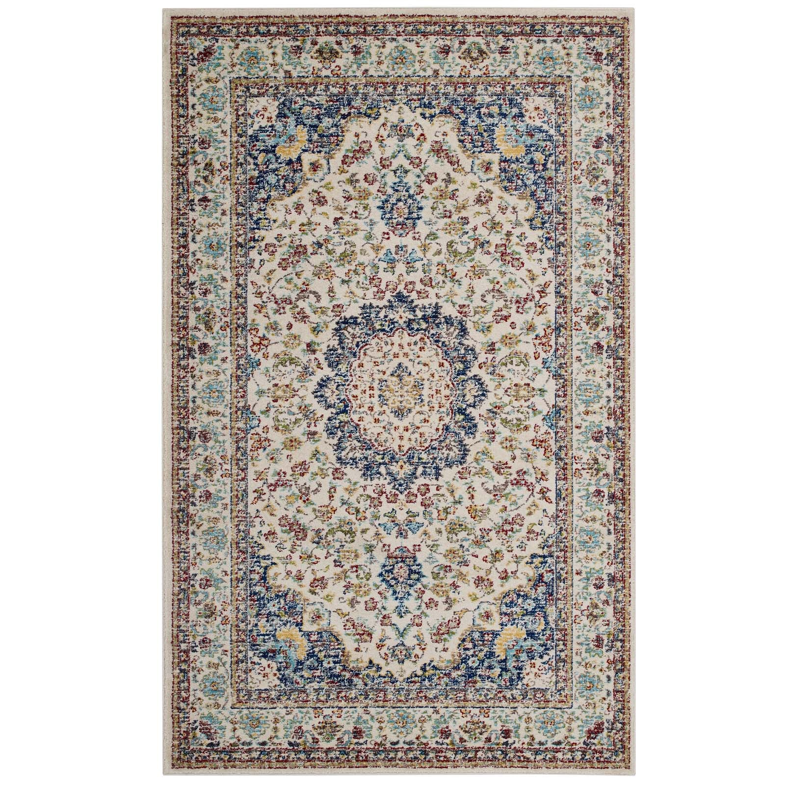 Meryam Distressed Vintage Medallion 5x8 Area Rug