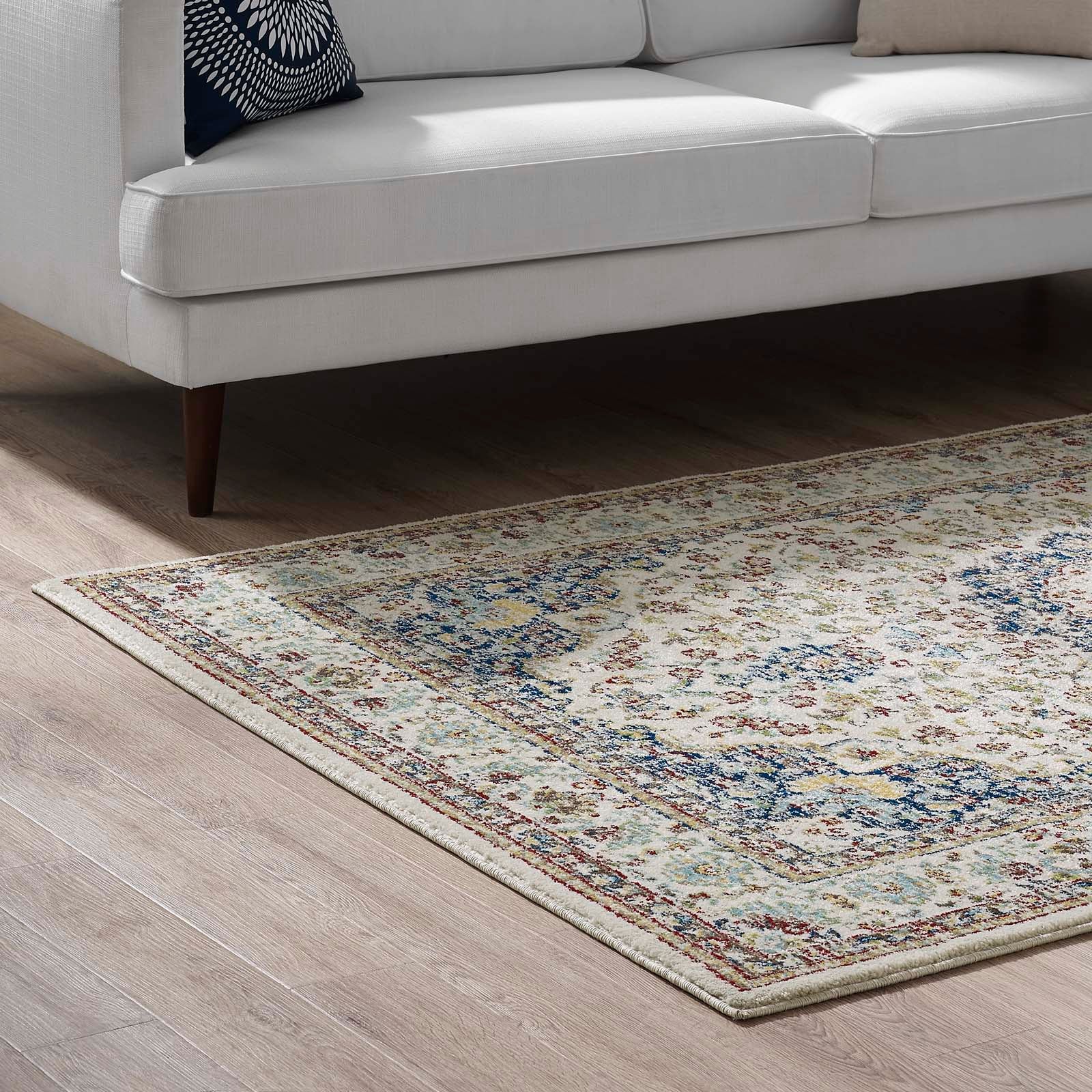 Meryam Distressed Vintage Medallion 5x8 Area Rug