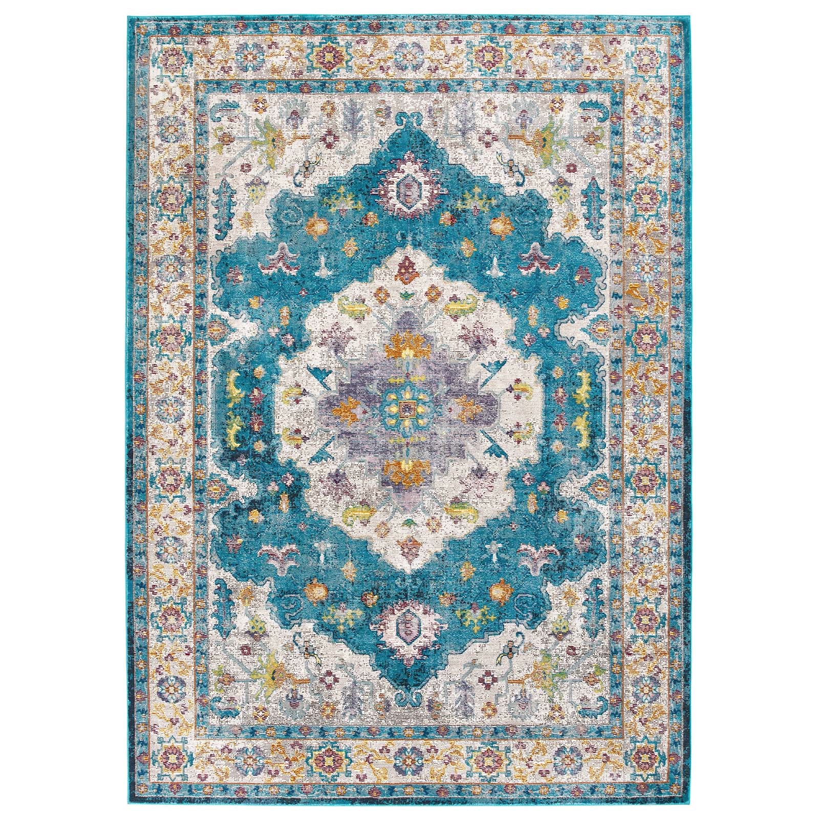 Success Anisah Distressed Floral Vintage Medallion 8x10 Area Rug