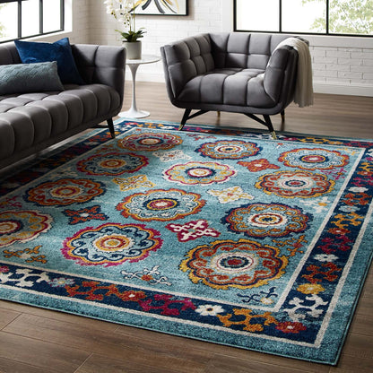 Entourage Odile Distressed Floral Moroccan Trellis 8x10 Area Rug