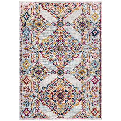 Entourage Khalida Distressed Vintage Floral Lattice 5x8 Area Rug