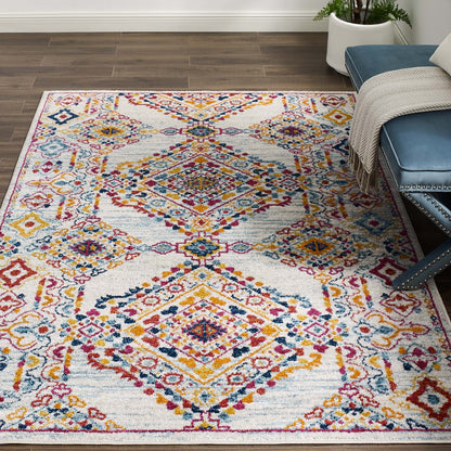 Entourage Khalida Distressed Vintage Floral Lattice 5x8 Area Rug