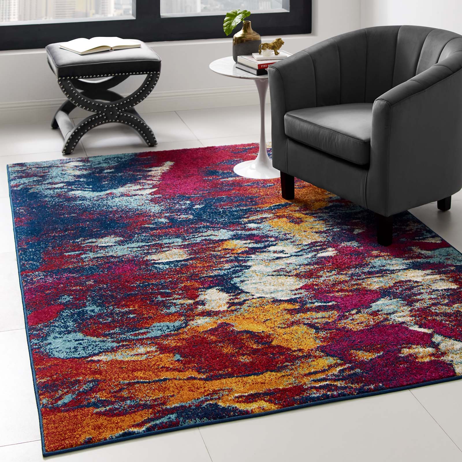 Entourage Foliage Contemporary Modern Abstract 5x8 Area Rug