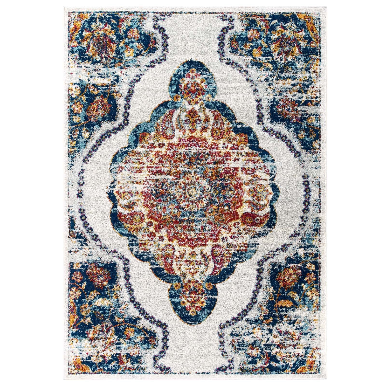 Entourage Malia Distressed Vintage Floral Vintage Medallion 5x8 Area Rug