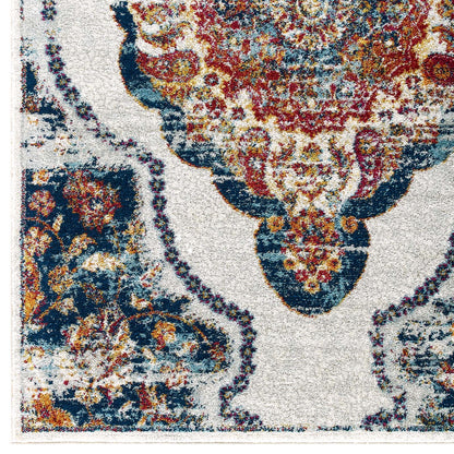 Entourage Malia Distressed Vintage Floral Vintage Medallion 8x10 Area Rug