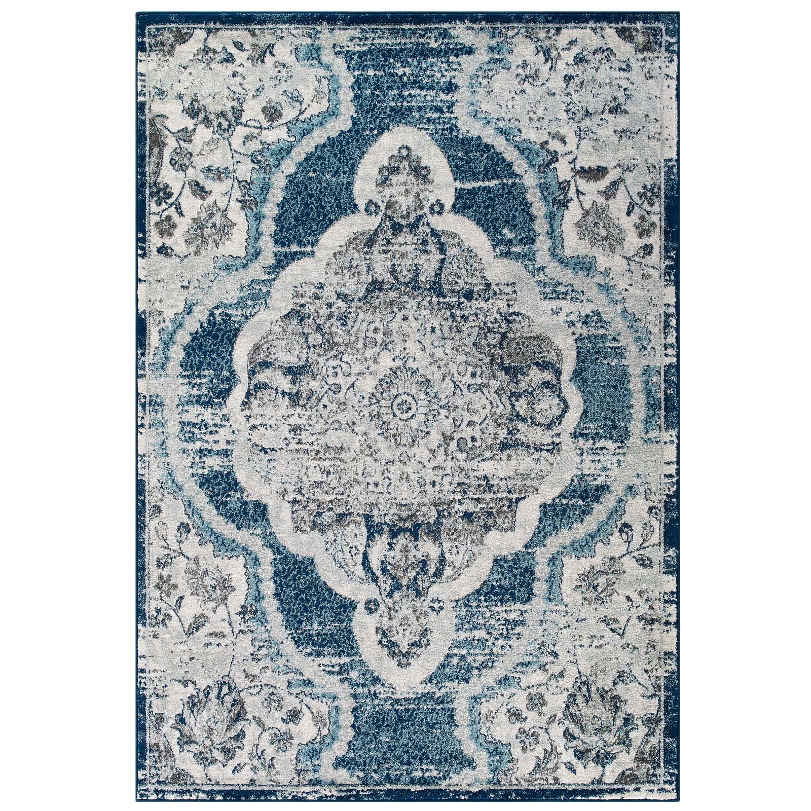 Entourage Malia Distressed Vintage Floral Vintage Medallion 5x8 Area Rug