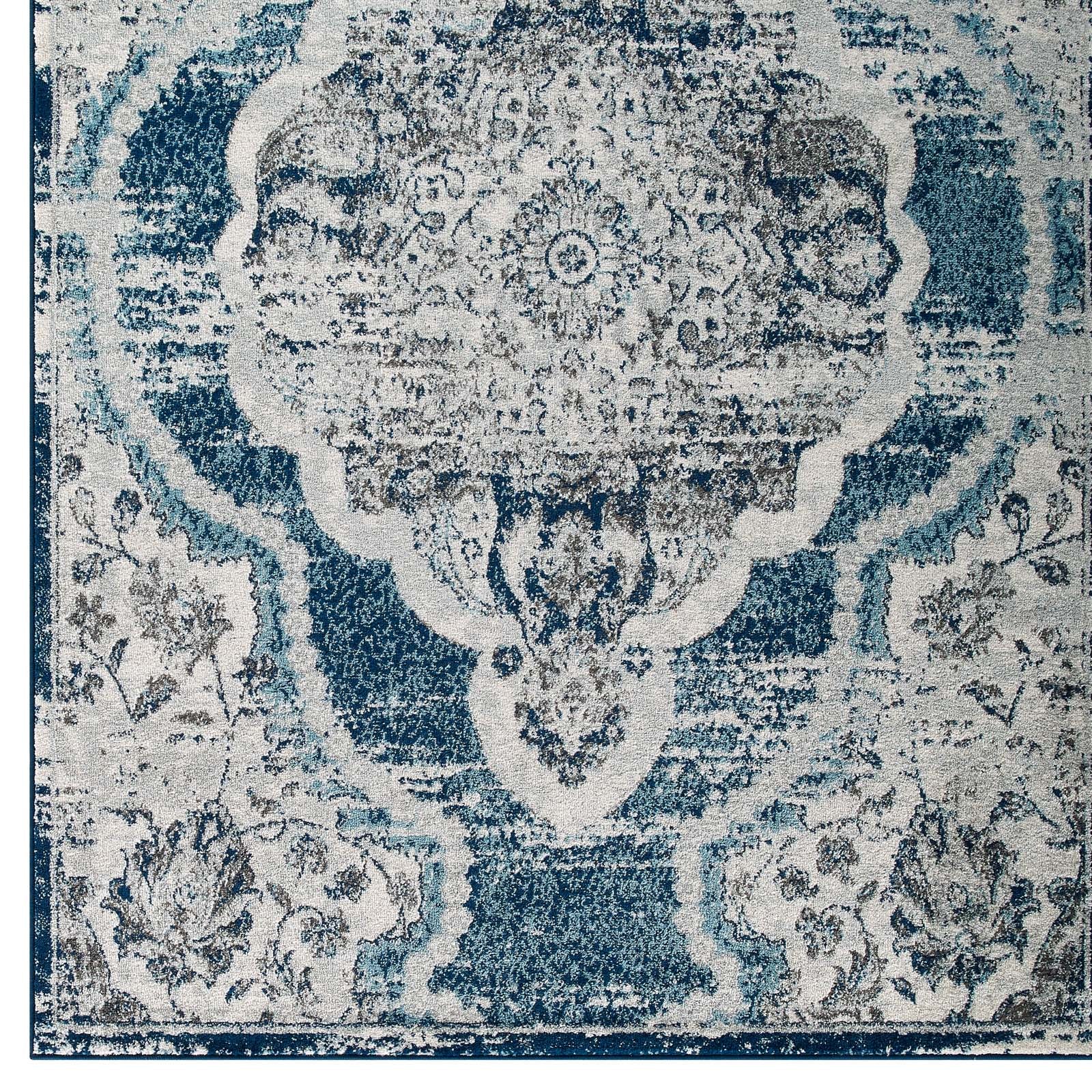 Entourage Malia Distressed Vintage Floral Vintage Medallion 5x8 Area Rug