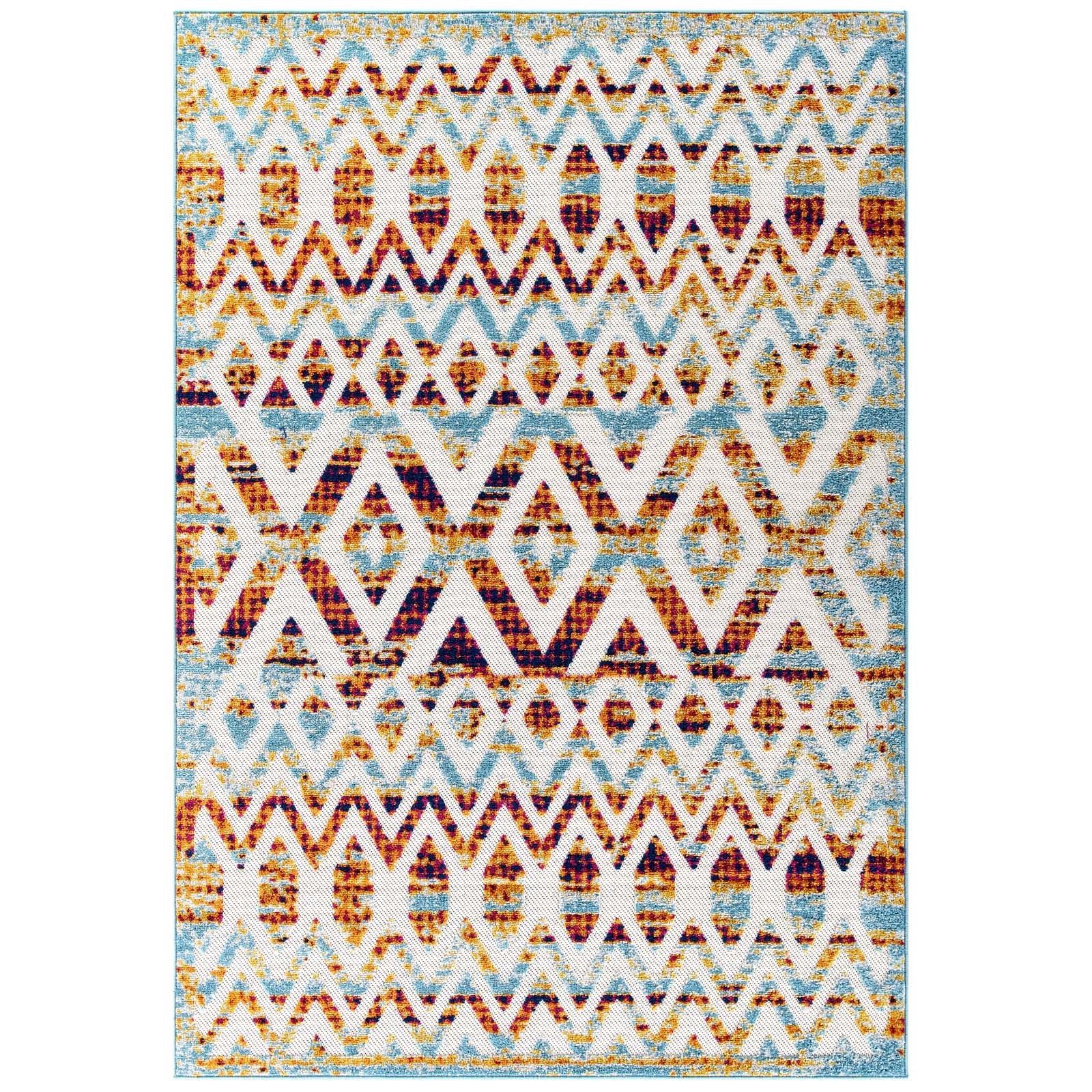 Reflect Tamako Diamond and Chevron Moroccan Trellis 5x8 Indoor / Outdoor Area Rug