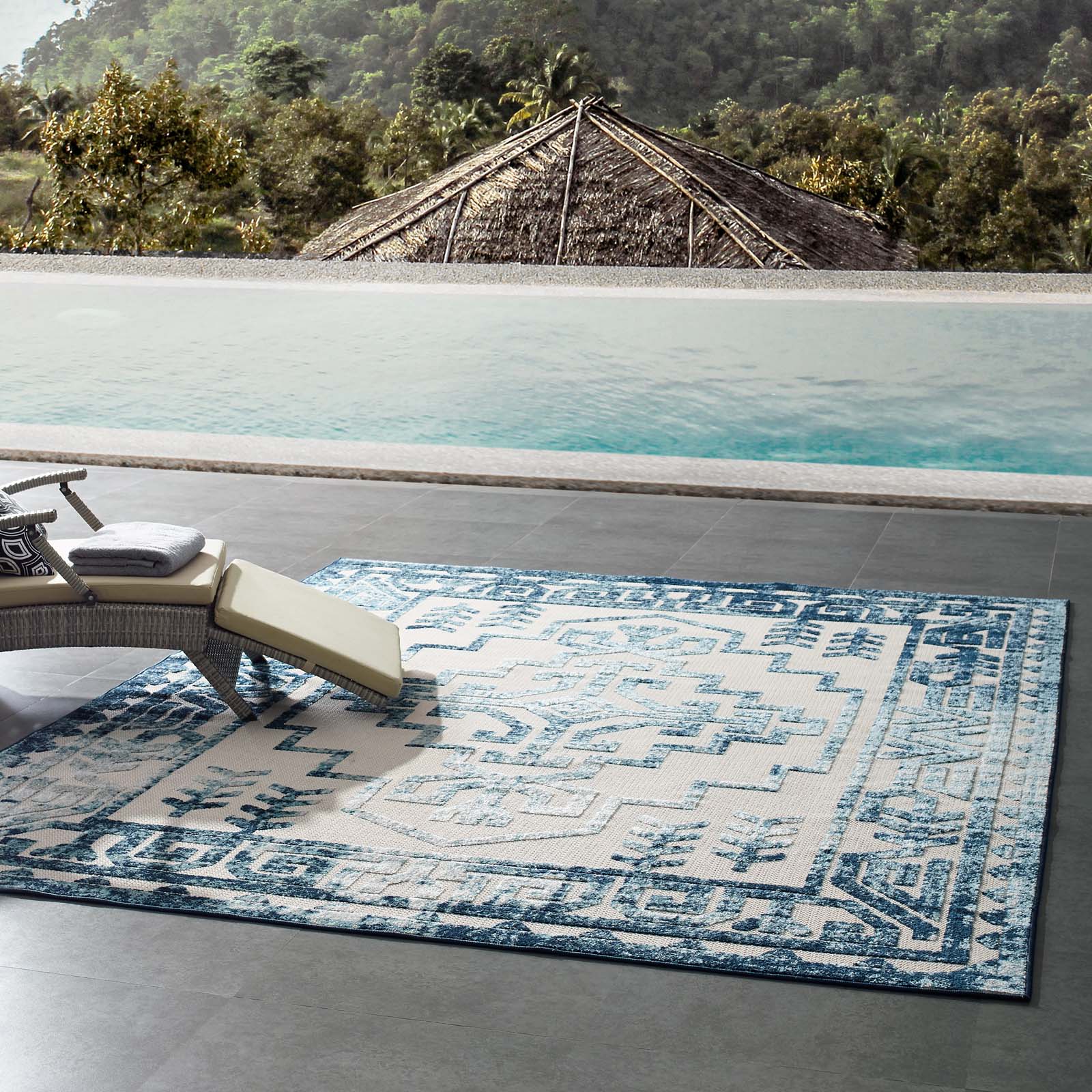 Reflect Nyssa Distressed Geometric Southwestern Aztec 8x10 Indoor/Outdoor Area Rug