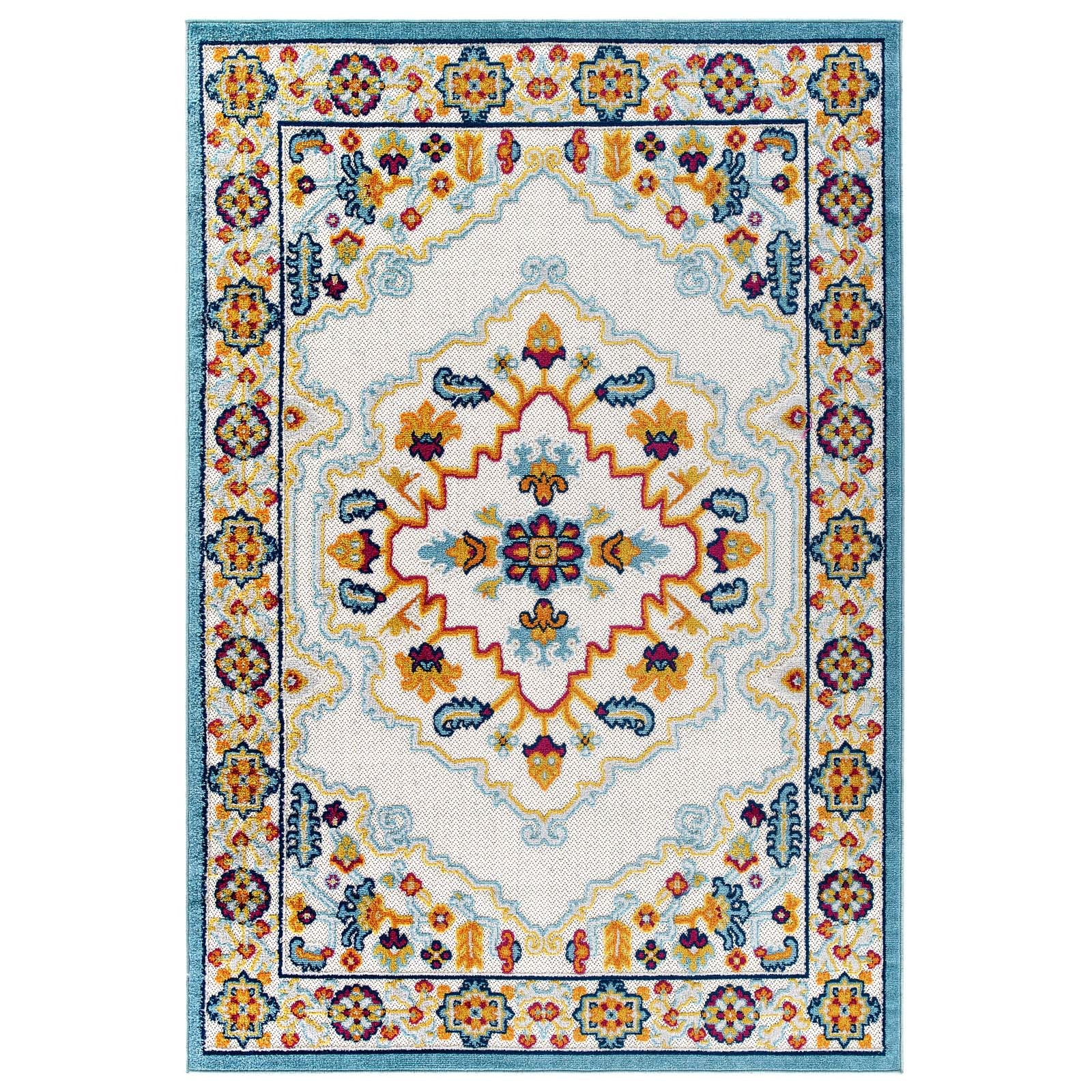 Reflect Ansel Distressed Floral Vintage Medallion 5x8 Indoor and Outdoor Area Rug