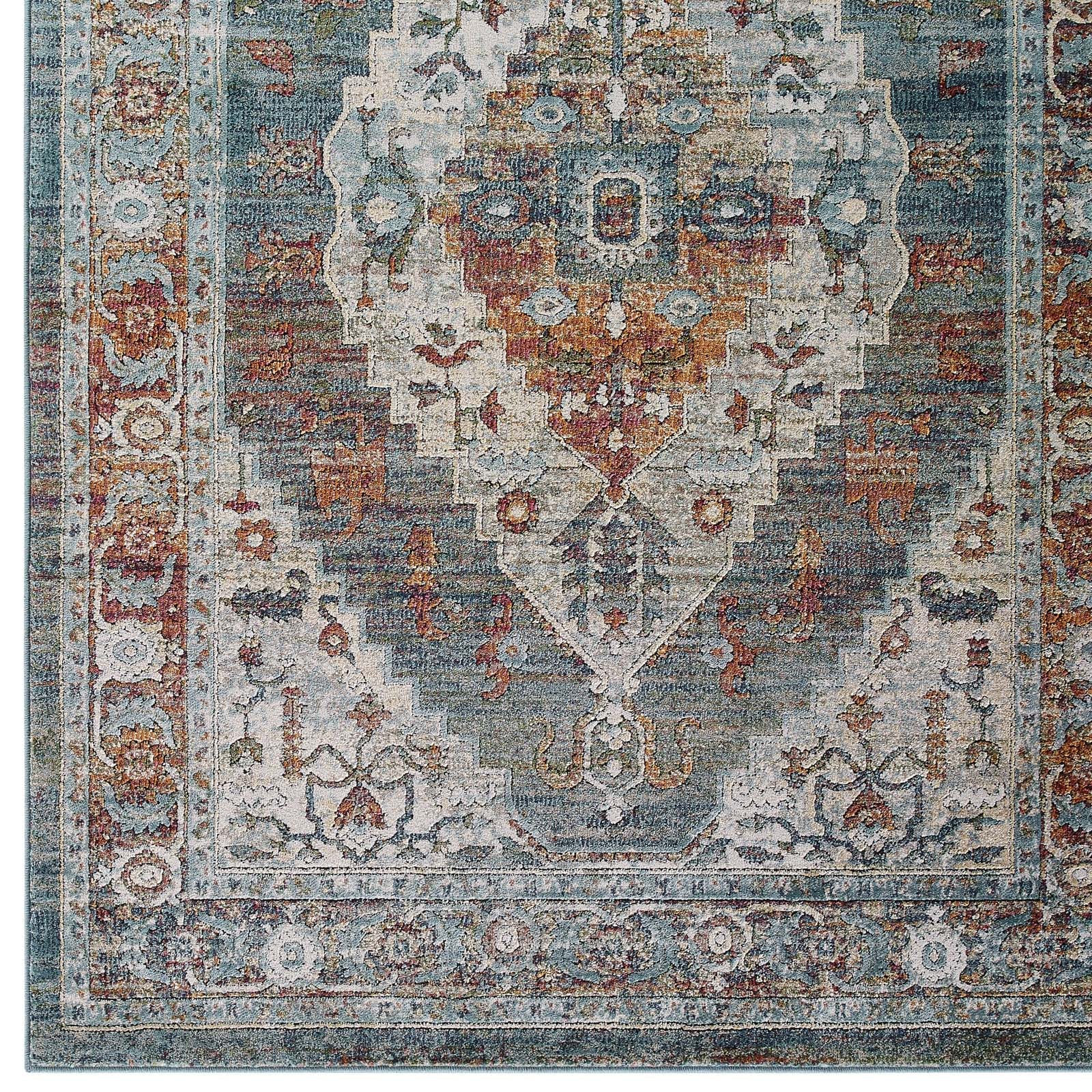 Tribute Camellia Distressed Vintage Floral Vintage Medallion 5x8 Area Rug