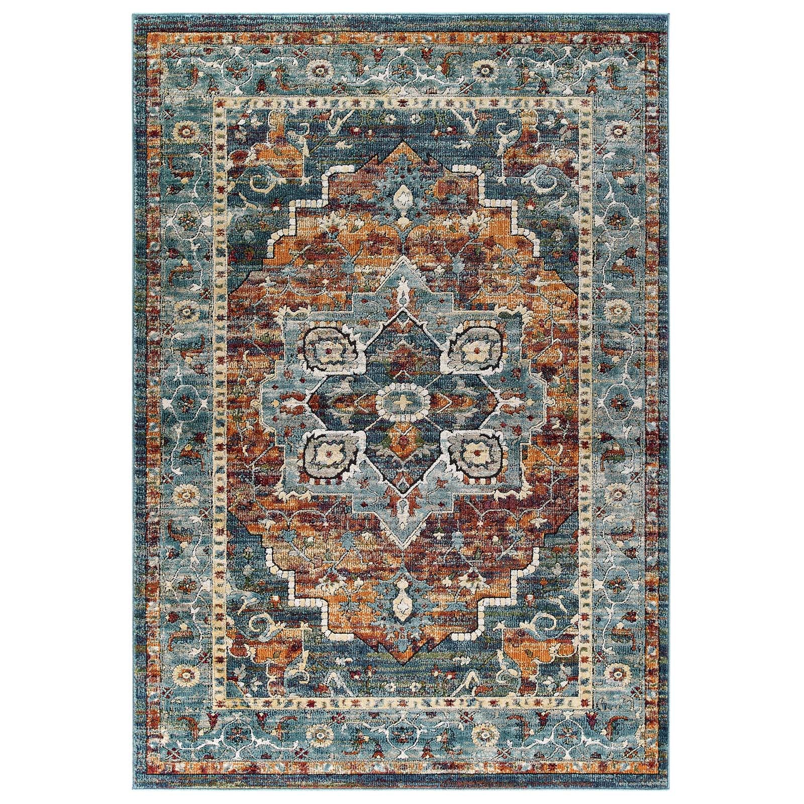 Tribute Diantha Distressed Vintage Floral Vintage Medallion 5x8 Area Rug