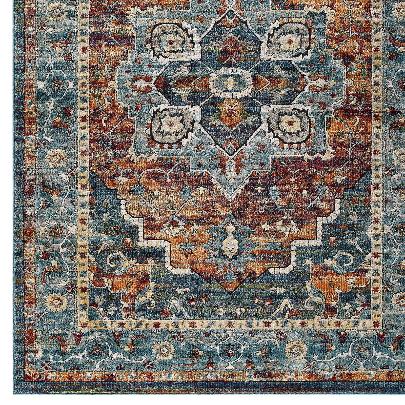 Tribute Diantha Distressed Vintage Floral Vintage Medallion 5x8 Area Rug