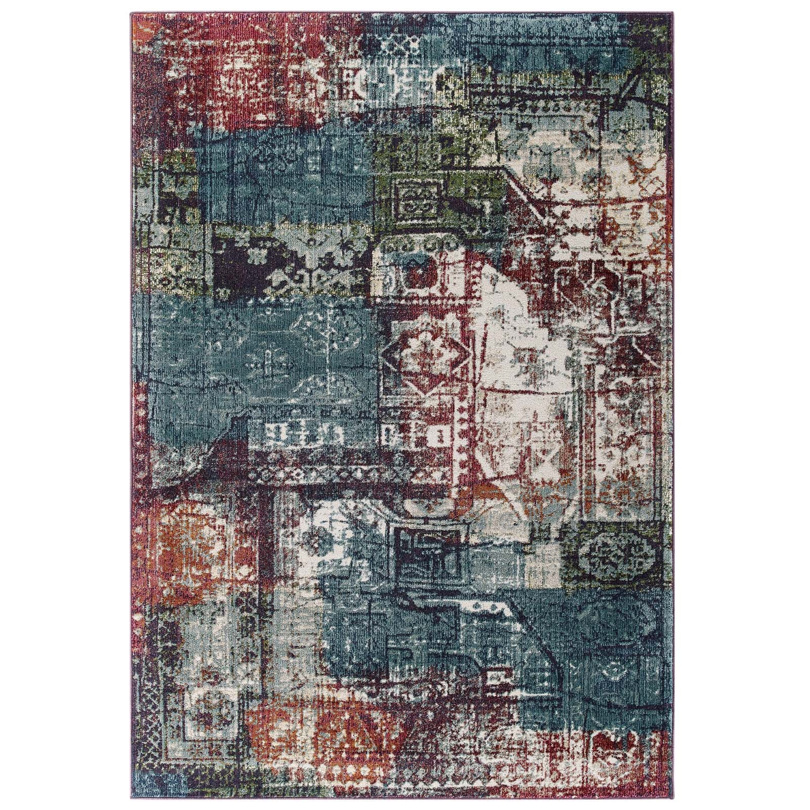 Tribute Elowen Contemporary Modern Vintage Mosaic 5x8 Area Rug