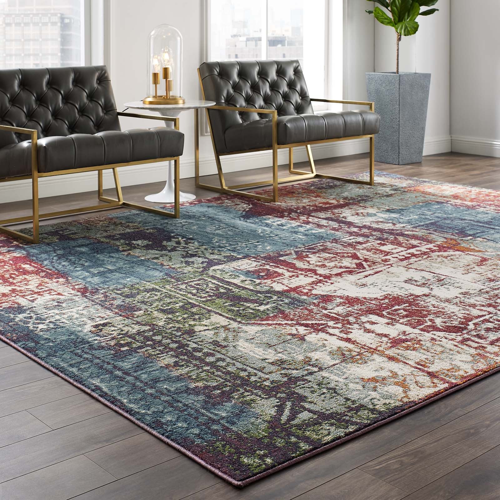 Tribute Elowen Contemporary Modern Vintage Mosaic 8x10 Area Rug