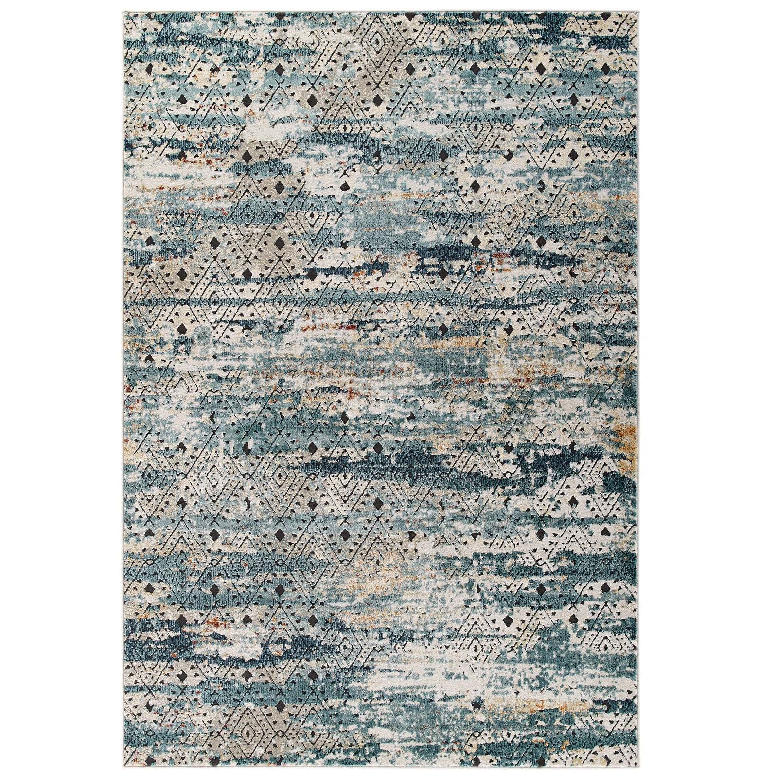 Tribute Eisley Rustic Distressed Transitional Diamond Lattice 5x8 Area Rug