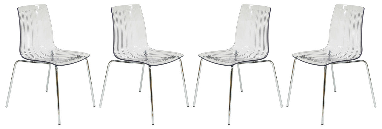 Ralph Plastic Dining Chair with Chrome Legs, Set of 4